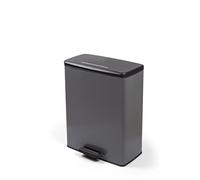 CURVER POUBELLE DECO RECTANGULAR DUO 26+26L, Gris Anthracite, 48,6x28,4x61,5 cm, 100% matière recyclée(version précedente)