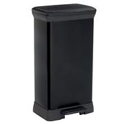 Curver Poubelle à pédale Decobin - Rectangulaire - 50 L - Noir Carbone