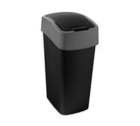 CURVER | Poubelle Flip Bin 45L, Noir / Argent, Inside Refuse, 29,4x37,6x65,3 cm