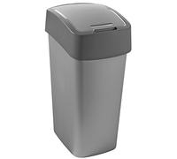 CURVER | Poubelle Flip Bin 50L 29,4x37,6x65,3 cm Argent / Anthracite