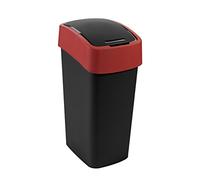 CURVER | Poubelle Flip Bin 50L, Noir / Rouge, Inside Refuse, 29,4x37,6x65,3 cm