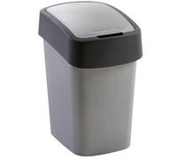 Curver Poubelle Flip Bin - 10 L, couvercle basculant - 18,9 x 23,5 x 35 cm - Gris clair/Anthracite