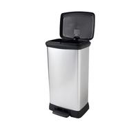 CURVER Poubelle rectangulaire Deco Bin Duo - 23 L + 23 L - Argent métallisé