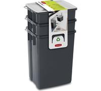 CURVER Poubelle Set de tri des déchets Tri des déchets Poubelle 2x10L + 6L Poubelle de cuisine Poubelle Système de tri des déchets Poignée de transport Couvercle incl. support