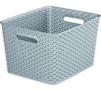 CURVER | Rangement Aspect rotin empilable L rectangulaire - My Style 33,5x29,5x22 cm Argent