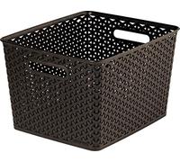 CURVER | Rangement Aspect rotin empilable L rectangulaire - My Style 35,5x29,6x22 cm Chocolat