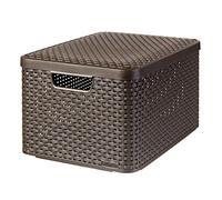 Curver | Rangement Style Aspect rotin L + Couvercle 44,5x33x24,8 cm Chocolat
