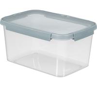 Curver récipient alimentaire, modèle rectangulaire 5L, transparent avec couvercle bleu-gris, idéal pour la conservation pratique et sûre des aliments frais dans la cuisine.