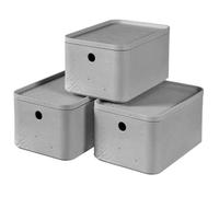 Veba Set de 3 boîtes de rangement BETON avec couvercle S