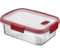 CURVER Smart COOK - Récipient avec base en Verre 0,9L Rectangulaire - Boîte Etanche et Hermétique - Pour Cuisiner au Four ou Conserver au réfrigérateur - 15 x 20 x 7 cm - Rouge