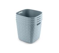 CURVER Softex Lot de 4 cubes de rangement carrés 100% recyclés 15 l Bleu sarcelle