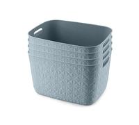 CURVER Softex Lot de 4 grands paniers de rangement rectangulaires 100 % recyclés 19 l Bleu sarcelle