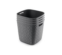 CURVER Softex Lot de 4 paniers de rangement 15 L en matériau 100 % recyclé, léger, pour salle de bain, salon, cuisine, gris foncé