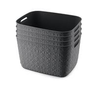 CURVER Softex Lot de 4 paniers de rangement 19 L en matériau 100% recyclé, léger, pour salle de bain, salon, cuisine, gris foncé