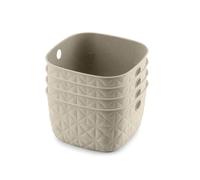 CURVER Softex Lot de 4 paniers de rangement 3 L en matériau 100% recyclé léger pour salle de bain, salon, cuisine, blanc craie