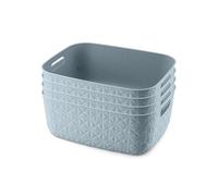 CURVER Softex Lot de 4 paniers de rangement rectangulaires moyens 100 % recyclés 12,5 l Bleu sarcelle