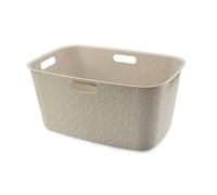 Curver Softex Panier à linge 45 L - Texture douce au toucher, léger, 4 poignées confortables, fabriqué en plastique recyclé à 70 % - Blanc craie