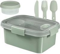 KETER - Boite Alimentaire Rectangulaire 1,2L avec Couverts - Smart Eco Line - 100% Recyclée et Recyclable - 100% Hermétique, Ergonomique et Résistante - Préserve la Fraicheur de vos Aliments - Vert