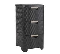 Curver Tour de Bureau 3 Tiroirs de 14L, Style - Tour de Rangements Pratique pour Outils, Linge, Papiers & Autres -3x14L - 37,8x32,8x60 cm - Noir