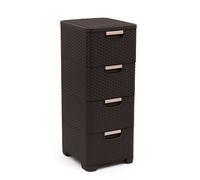 Curver | Tour de Rangement Style Aspect rotin 4x14L 32,8x37,8x79 cm Chocolat