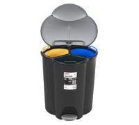 Curver Trio poubelle à pédale tri des déchets 3 compartiments 40 L
