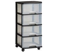 Curver VB 771319 Système de Plateau 4 x 20 l + Roues en Plastique, Noir, 1.10000000000000000001 x 1.100000000000000001 cm