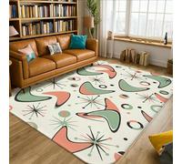 Curves Tapis moderne du milieu du siècle, étoiles, cercles printaniers, pêche, antidérapant, rectangulaire, pour salon, chambre à coucher, salle de ppartement, décoration 1,5 x 2,1 m