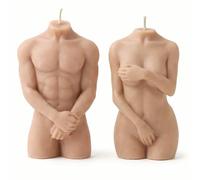 Curvy Body Torso Candle - Corps décoratif durable avec courbes - Bougie en cire de soja - Fabriqué à la main en Allemagne - 100 % végétalien - Homme et femme (crème) - 6 x 5 x 10 cm (kit)