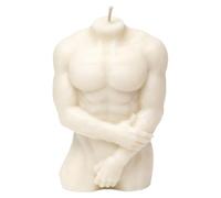 Curvy Body Torso Candle | Corps décoratif durable avec courbes | Bougie en cire de soja | Fabriquée à la main en Allemagne | Homme ou femme | Végétalien - 7 x 5 x 11 cm (Zeus (m grand, crème)