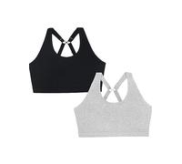 Curvy Couture Cotton Comfort 2-Pack Bralette Soutien-Gorge à Couverture Totale, Gris chiné/Noir, XXL Femme