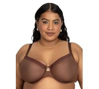 Curvy Couture Sheer Mesh Full-Coverage Unlined Underwire-Bra Soutien-Gorge à Couverture Totale, Chocolat, 95H Femme