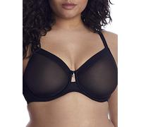 Curvy Couture Sheer Mesh Full Coverage Unlined Underwire Bra Soutien-Gorge Couverture Totale, Teinte Noire, 90H Femme
