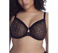 Curvy Couture - Soutien-Gorge en Maille Transparente pour Femme, Couverture complète, sans Doublure, avec Armatures, Soutien Sexy, Grande Taille, 105D