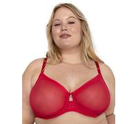 Curvy Couture - Soutien-Gorge en Maille Transparente pour Femme, Couverture complète, sans Doublure, avec Armatures, Soutien Sexy, Grande Taille, 115G