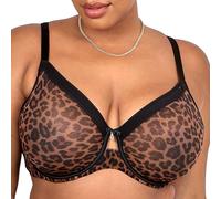 Curvy Couture - Soutien-Gorge en Maille Transparente pour Femme, Couverture complète, sans Doublure, avec Armatures, Soutien Sexy, Grande Taille, 90H