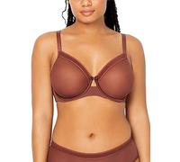 Curvy Couture - Soutien-Gorge en Maille Transparente pour Femme, Couverture complète, sans Doublure, avec Armatures, Soutien Sexy, Grande Taille, Chocolat, 115E