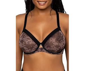 Curvy Couture - Soutien-Gorge en Maille Transparente pour Femme, Couverture complète, sans Doublure, avec Armatures, Grande Taille, Chantilly, 115C