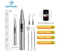 CURVY MOON Nettoyeur dentaire électrique ultrasonique visible avec caméra, détartreur, outils de nettoyage des taches dentaires, soins blanchissants pour les dents as picture show