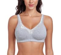 Curyon Soutien-Gorge Classique en Coton pour Femme sans Armatures avec Maintien Fort Grandes Tailles 31 agrafes et œillets sans Rembourrage Souple et élastique Gris 115C