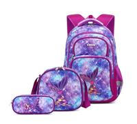 Cusangel Sac à dos d'école, grande capacité pour filles et garçons avec bande réfléchissante, joli sac à dos imperméable à aile bleue pour l'école, les voyages, sac à dos léger pour adolescentes,