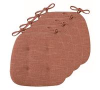 Cuscini Sedie Cucina Antiscivolo Lot de 4, Trapèze 43 x 41 cm, Set di Cuscini in Lino Resistente con Laccetti, Arancia, Comfort e Stile per Sedie da Pranzo