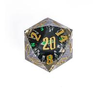 Cusdie D&D - Grand dé D20 avec bords tranchants, 55 mm - Dés D&D à 20 faces - Dés géants D20 faits à la main pour jeux de rôle Donjons et Dragons, jeux de table (boussole lumineuse)