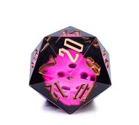 Cusdie D&D - Grand dé D20 avec bords tranchants, 55 mm - Dés D&D - Dés géants D20 faits à la main pour jeux de rôle Donjons et Dragons, jeux de table (crâne rose)
