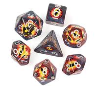 Cusdie D&D Lot de 7 dés DND polyédriques remplis avec œil de galaxie, pour jeu de rôle Donjons et Dragons (marron)