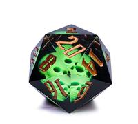 Cusdie Grand dé D20 avec Bords tranchants, D&D à 20 Faces, Fait à la Main, pour Jeux de rôle Donjons et Dragons, Jeux de Table (crâne Vert)