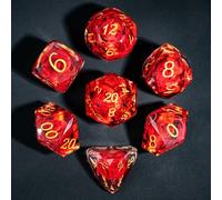 Cusdie - Lot de 7 dés DND à arêtes fines avec motif fleur de lotus dans une élégante boîte parfaite pour les jeux de rôle de Donjons et Dragons