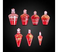 Cusdie Lot de 7 dés DND à bords tranchants, dés D&D en forme de potion, dés polyédriques fabriqués à la main, dés de potion pour jeu de rôle TTRPG, Pathfinder (rouge avec feuille dorée)