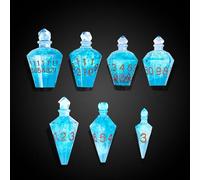 Cusdie Lot de 7 dés DND à bords tranchants, dés D&D en forme de potion, dés polyédriques fabriqués à la main, dés de potion pour jeu de rôle TTRPG, Pathfinder (bleu avec chiffres dorés)