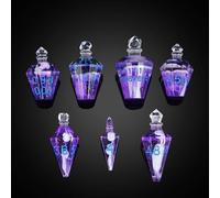 Cusdie Lot de 7 dés DND à bords tranchants, dés D&D en forme de potion, dés polyédriques fabriqués à la main, dés de potion pour jeu de rôle TTRPG (violet avec tourbillon blanc)