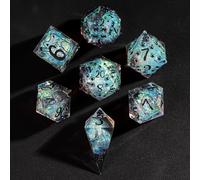 Cusdie Lot de 7 dés DND à Bords tranchants, Motif Chat, Jeu de dés polyédriques D&D pour Jeux de rôle DND Donjons et Dragons TTRPG